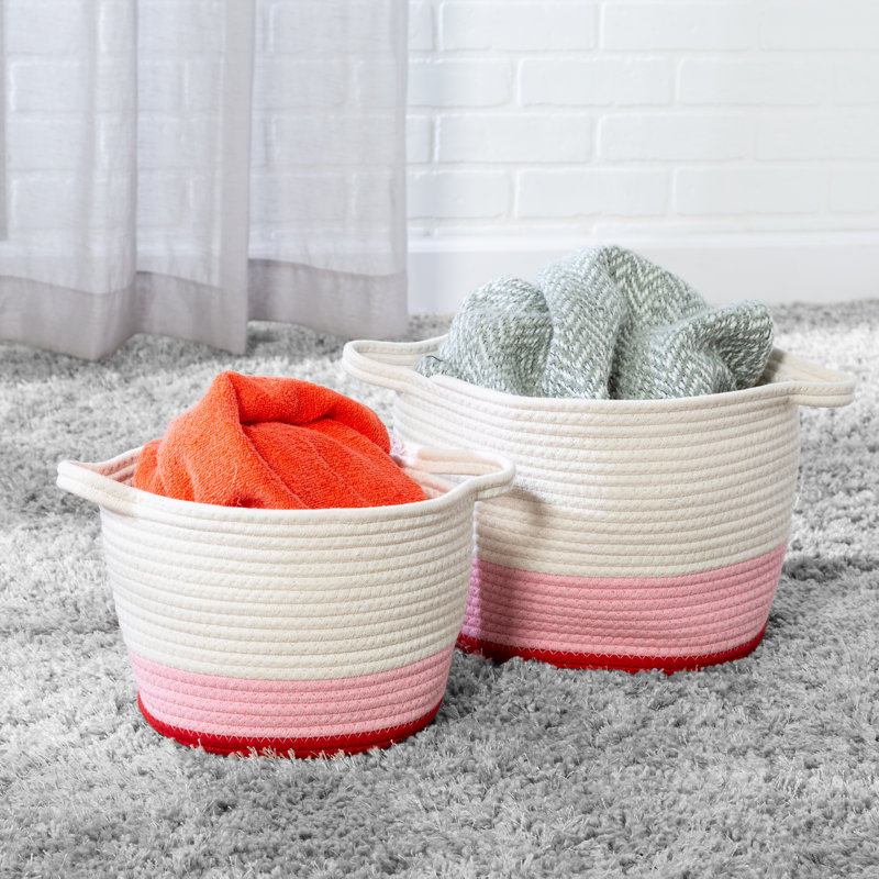 Ensemble de 2 paniers en tissu, Rose