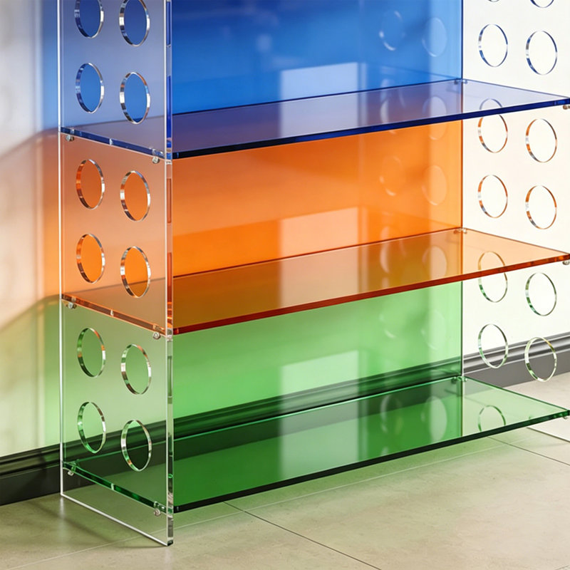 Rainbow Gradient Acrylic Display Shelf, 53.15" H x 23.62" W x 9.84" D