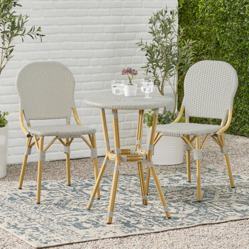 Ollegard 2 - Person Patio Dining Set with Round Table, Cream