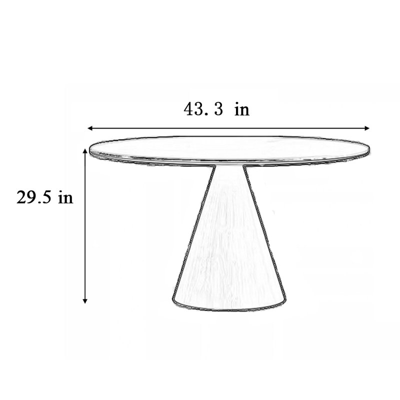 Table de salle à manger ronde de style rétro, H 29,5 po x L 43,3 po x l 43,3 po