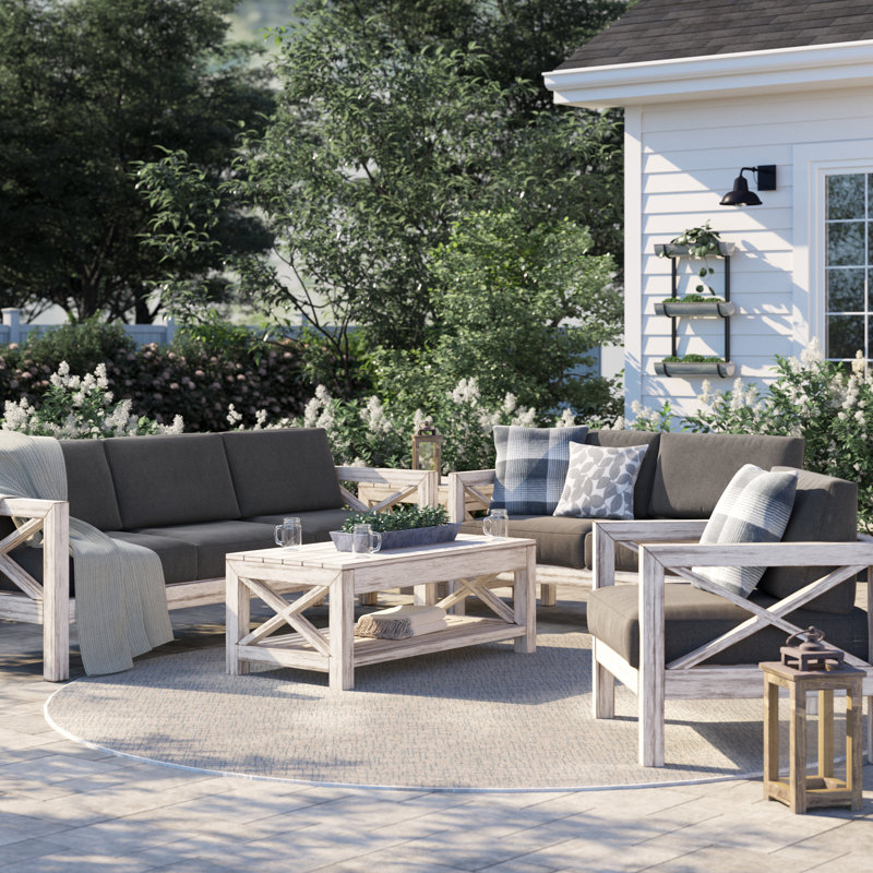 Abbi-Rose 6 - Person Patio Conversation Set with Cushions, Cast Silver Sunbrella®