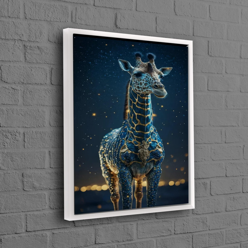 Ciel étoilé sur toile de coton pour salon ou option cadeau, H 94 po x l 41 po, Cadre flottant blanc