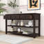 Console Exton Mid-Century avec tiroirs de rangement et tablettes ouvertes-325628260