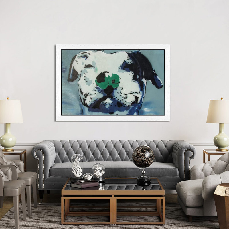 Man's Best Friend - Painting on Canvas, 101.6 cm H x 66.04 cm W, White Floater Framed