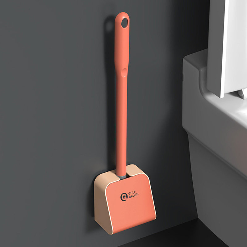 Ensemble de brosses de nettoyage pour toilette 360 ° Golf, couvercle à ouverture automatique sans coin mort pour salle de bain, orange 15,7 x 3,5 x 3,1 po