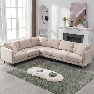 Ivy Bronx Modular Sectional Sofa, L-shaped Couch With Linen Fabric, Corner Couches And Sofas For Living Room by Ivy Bronx