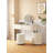 Jahnea Vanity-Elegant Set: Saddle Leather-Finished Top Vanity Table & Stool, Stainless Steel Support, Reversible Installation, and Dimmable LED Mirror-949619657