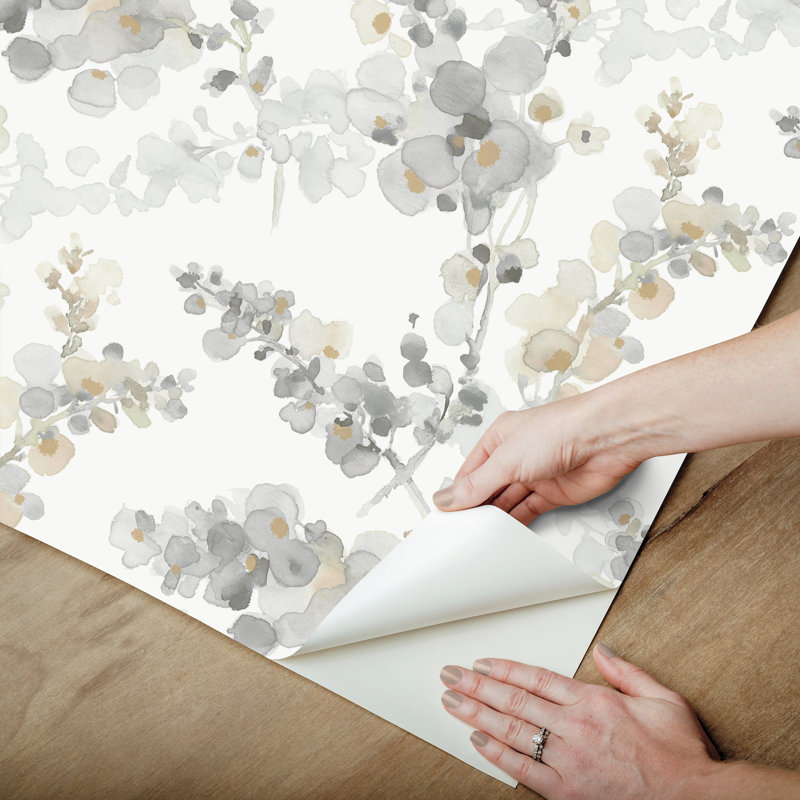 Blossom Fling Mineral Peel & Stick Wallpaper, Steel