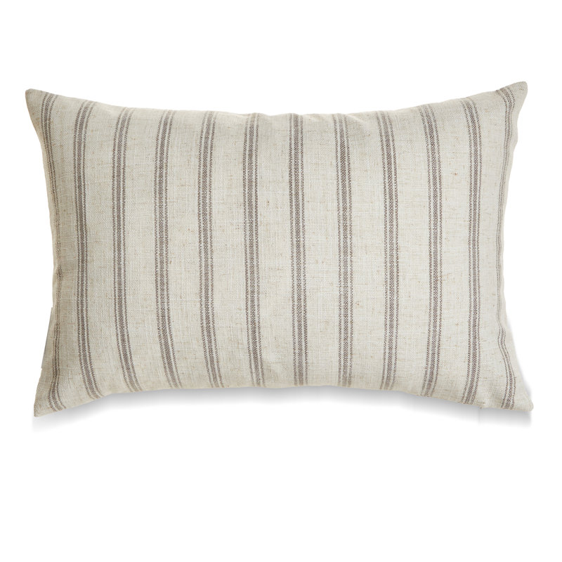 Coussin décoratif réversible French Stripe, Beige, Sans insert de coussin, 16 po x 24 po