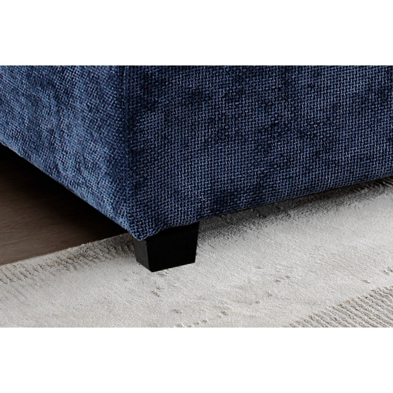 Ensemble de canapé d'angle moderne en tissu de lin en forme de L avec repose-pieds convertible pour salon, appartement et bureau
