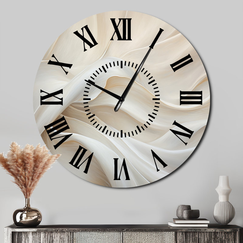 White Silk Fabric River - Fashion Black Face Wall Clock, Oversized