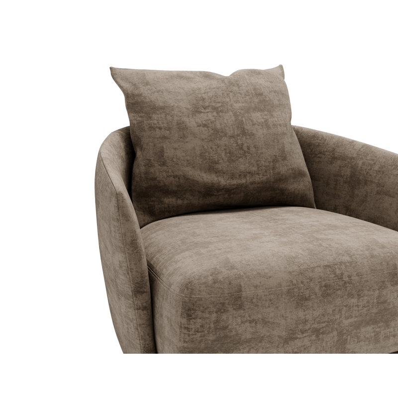 Mahn Upholstered Swivel Armchair, Polyester Blend - Brown