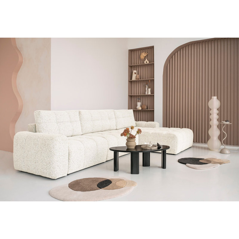 Sofa Bed, Right -sided, 94cm H x 338cm W x 184cm D, Beige