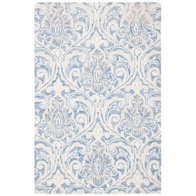 Connollee Ikat Handmade Tufted Wool Ivory/Grey Area Rug