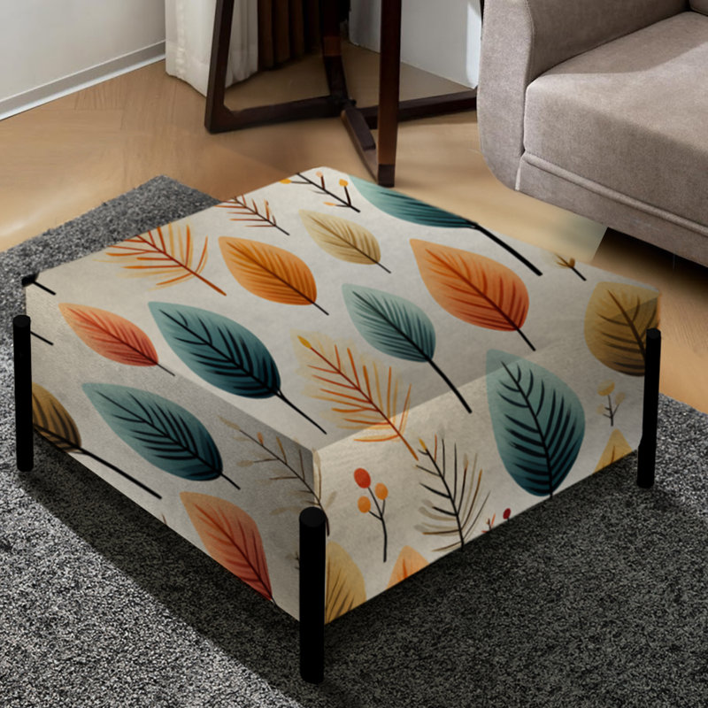 Teal and Beige Botanical Harmony I - Grand repose-pieds carré botanique