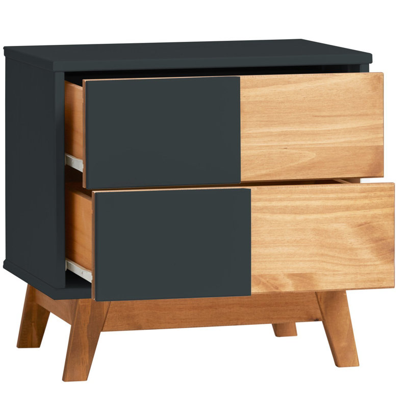 Sven 35cm W Solid Wood Bedside Table, Black