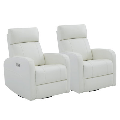 Arrianna-Fiona Genuine Leather Swivel Power Recliner