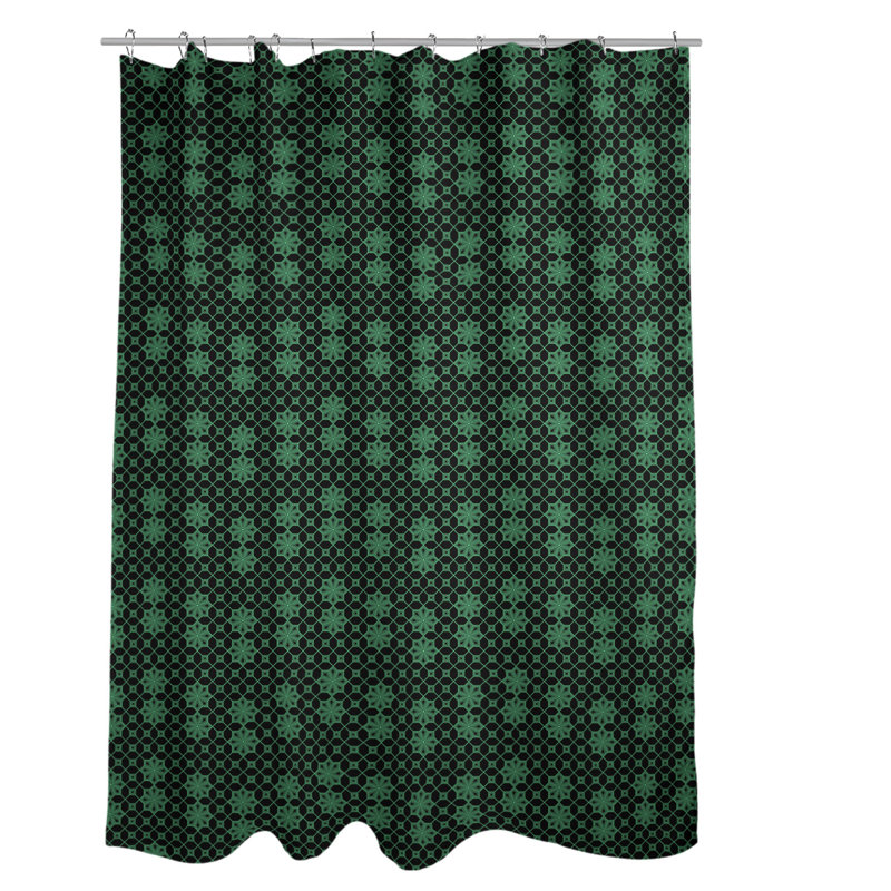 Rideau de douche simple en treillis Classic, Vert / Noir