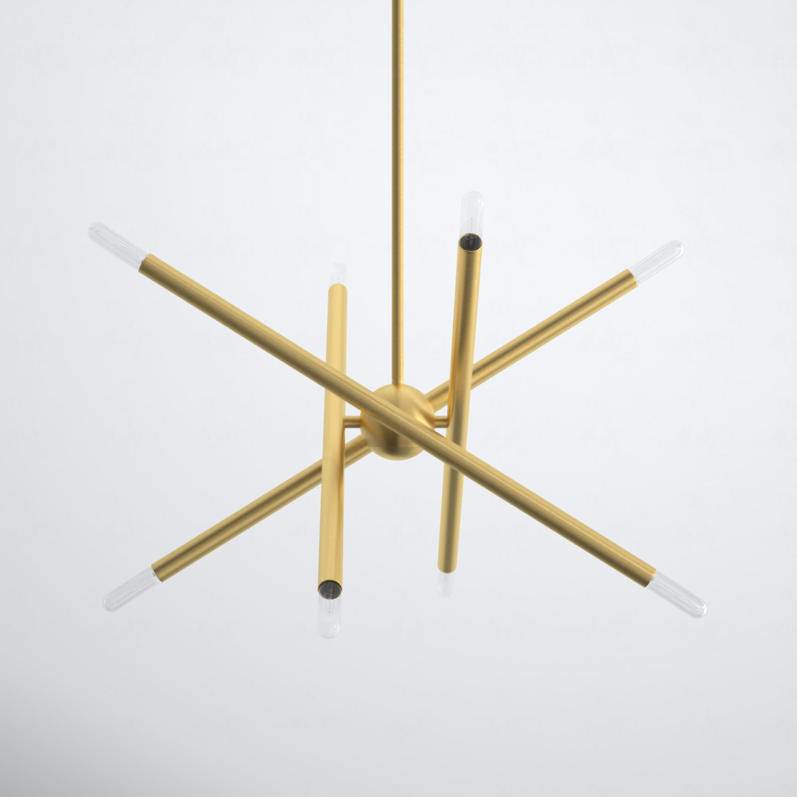 Poco 8 - Light Dimmable Sputnik Modern Linear Chandelier, Satin Brass