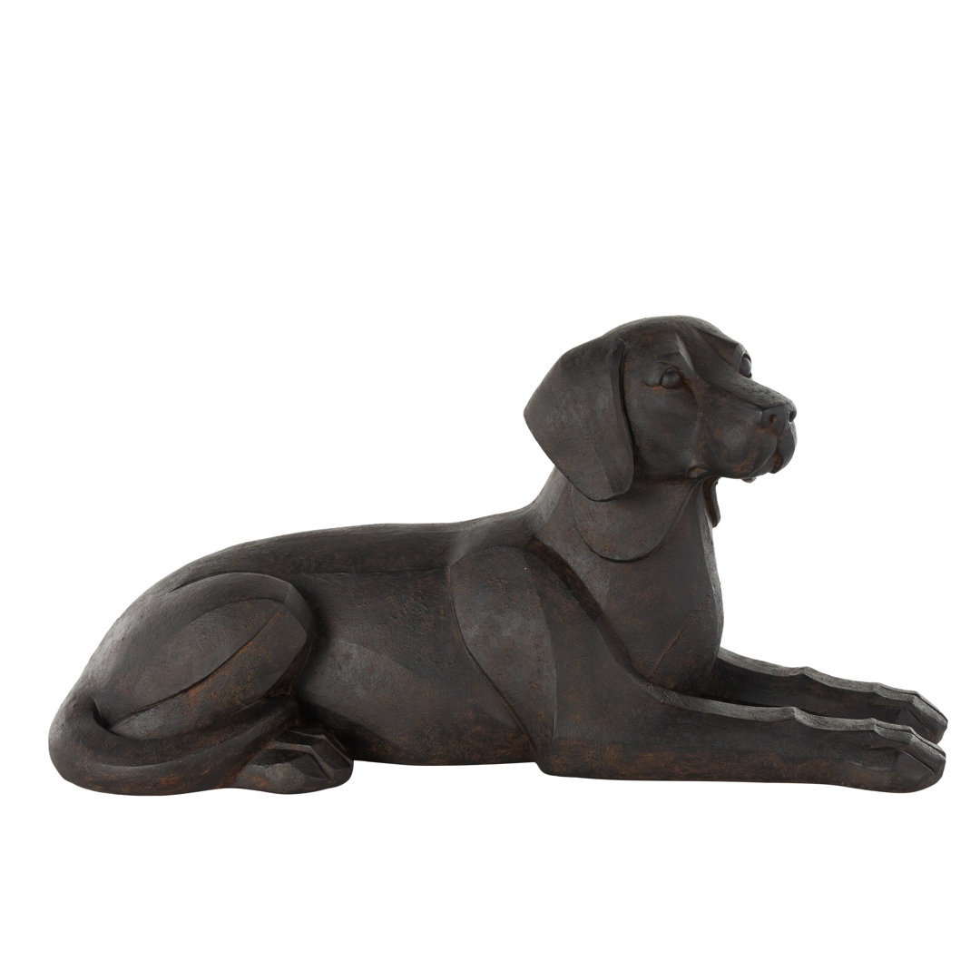 Cole And Grey Resin Sitting Dog Decorative Sculpture With Copper Shadings Red Barrel Studio®