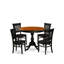 Ensemble de table de salle à manger 5 pièces comprenant une table de cuisine et 4 chaises de style Mid-Century avec dossier à lattes - Finition noire-1049015690-1049015694-1049015693