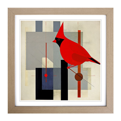 Cardinal Bird Suprematism No.6 - Framed Print