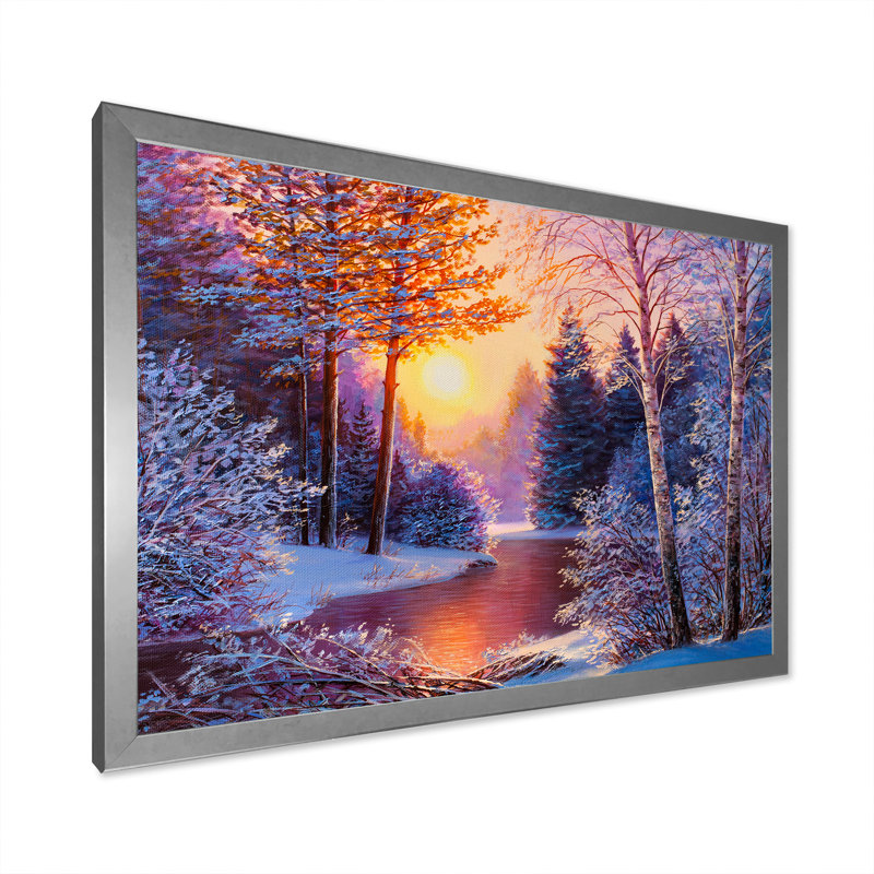 «Winter River», reproduction d'art sur toile, coucher de soleil sur la rivière Winter II, H 24 po x l 36 po x P 1 po