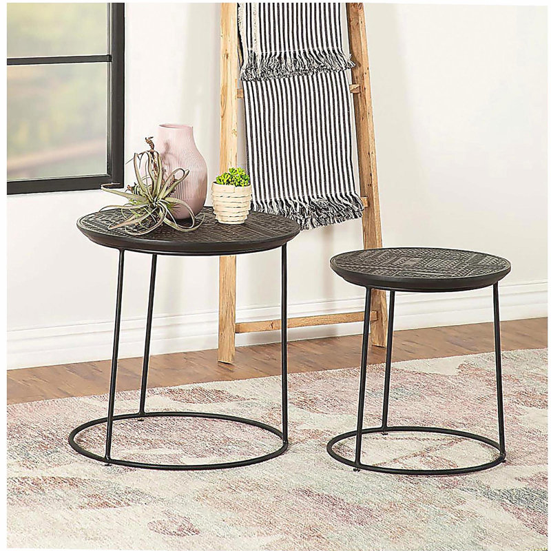 Ensemble de tables gigognes 2 pièces noir mat