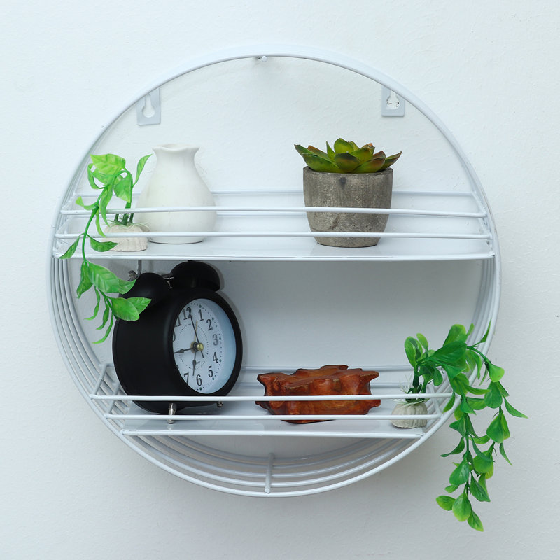 Aniaya 2 Piece Circle Metal Accent Shelf, White