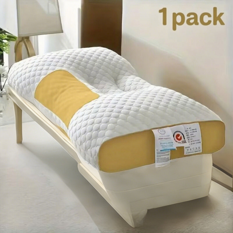 YBZ 3D Knitted Cotton Massage Pillow -Yellow(1Pack), Yellow/White, Single