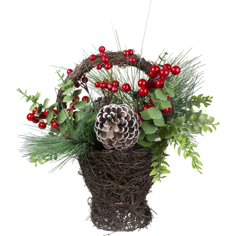 Panier à vin 15 po en forme de pin de Noël artificiel Eucalyptus