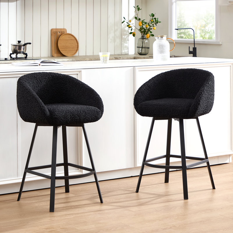 Absalom 67.1cm Swivel Bar Stool, Black, 2