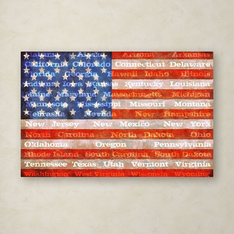 «American States with Flags», impression sur toile tendue, H 16 po x l 24 po x P 2 po