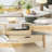 24" Large Nightstand Set of 2 with Charging Station, Solid Round Post Legs, 2 Drawers End Table with Open Shelf-118662940-118662936