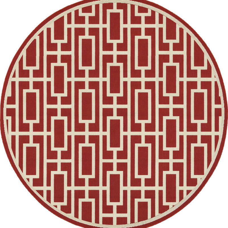 Jacobson Geometric Indoor / Outdoor Rug, Round 7'10"