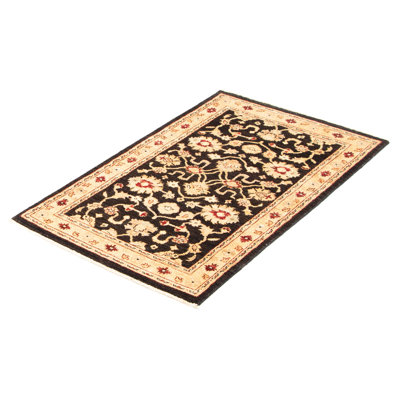 Chobi Finest One-of-a-Kind Rectangle 3' X 5' New Age Wool Area Rug in Black