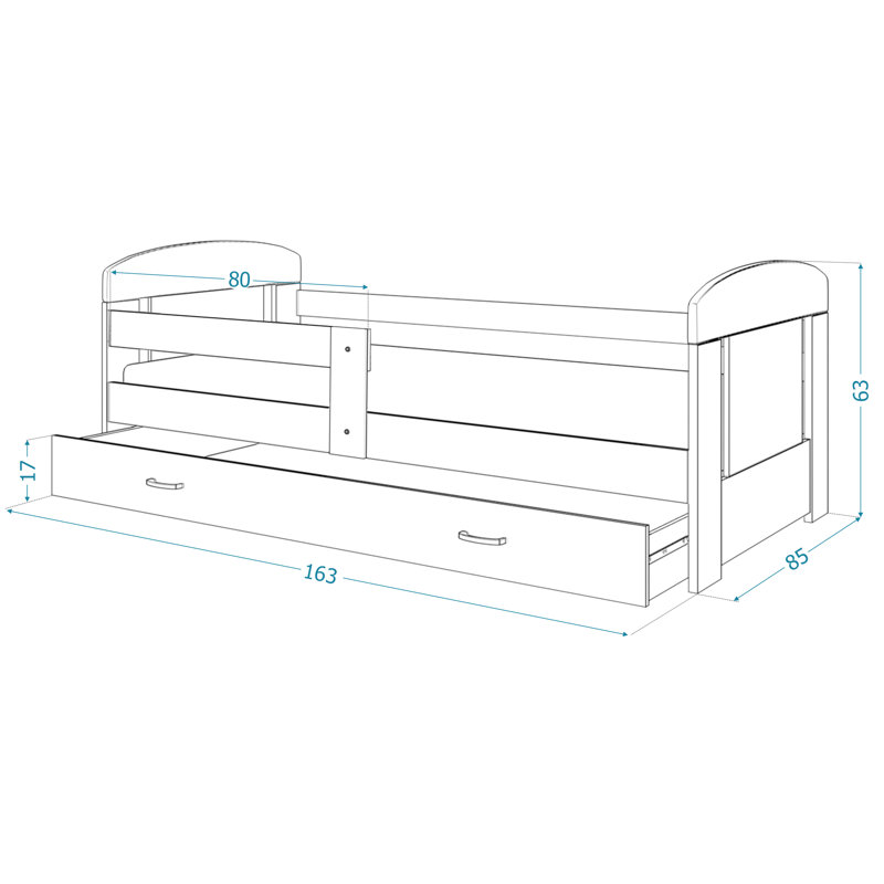 Pierre Cabin Bed with Storage Included, Blue, European Toddler (80 x 160cm)