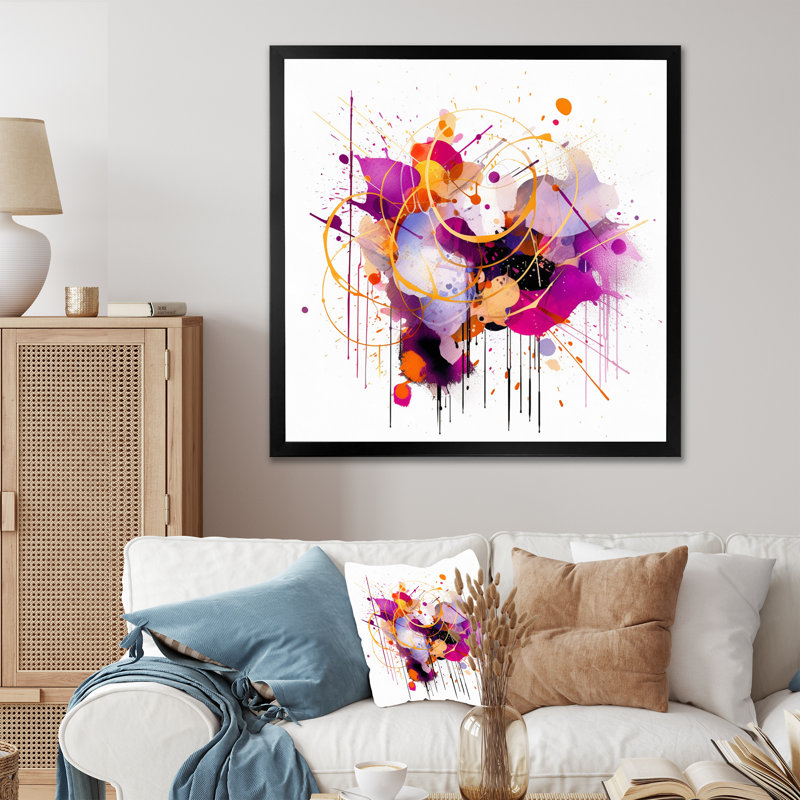 «Mauve et or» Whispered Abstractions III, reproduction d'art sur toile, H 16 po x l 16 po x P 1 po, Cadre simple noir