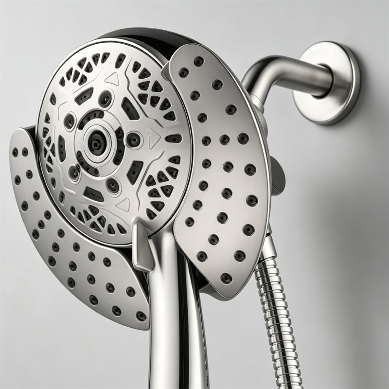 Pommeau de douche 2 en 1 avec douchette à main – Haute pression, débit de 1,8 GPM, Nickel