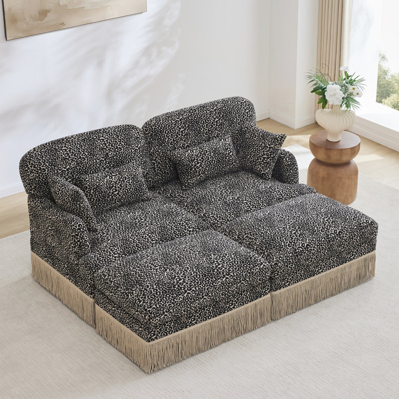 Canapé Comfy Chenille Leopard, Kaki