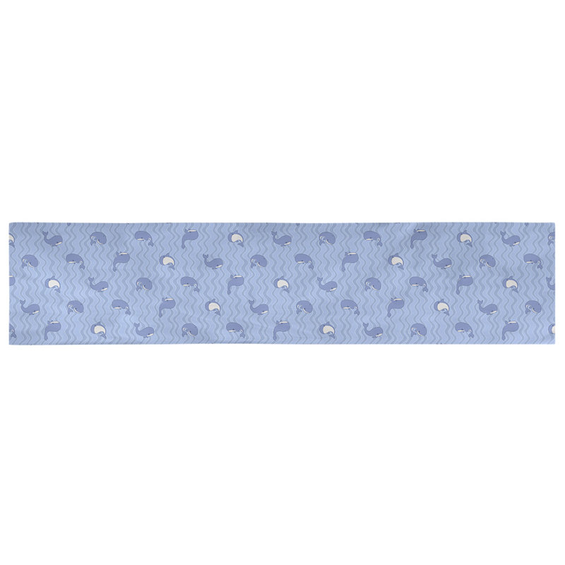Chemin de table baleines Avicia, Bleu, 90 po x 16 po, Polyester