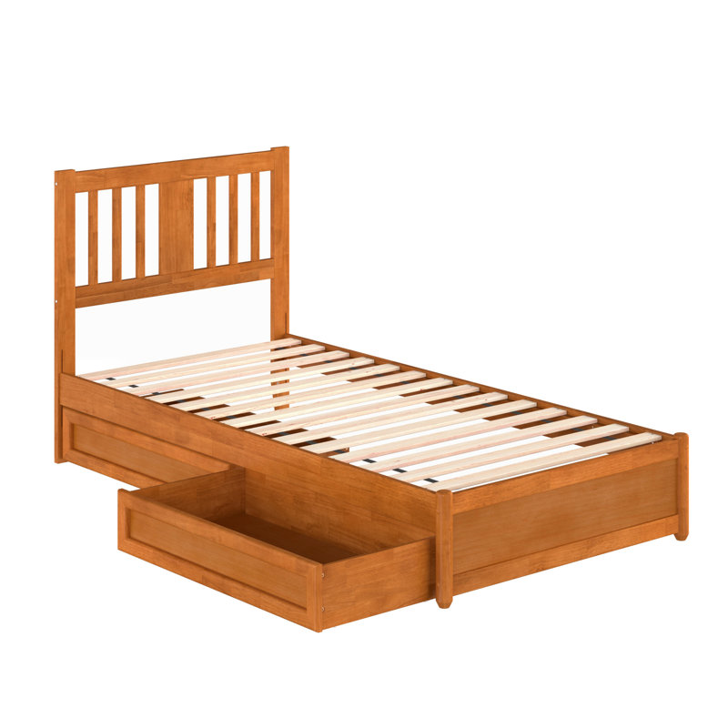 Lit plateforme avec rangement en bois Graham, Twin XL, Light Toffee