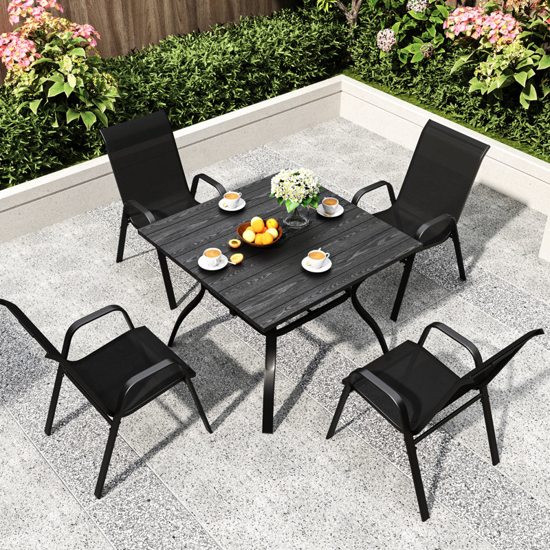De 4 chaises d'extérieur avec sièges ergonomiques, - Structure et tissu pour les réunions de famille Chaise à usage commercial avec rouille - Espaces en métal