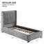 Twin Size Bed Frame With Corduroy Headboard And Wooden Slats, No Box Spring Required, Dark Grey Appearance Modern Stable Spring, Accent-117511196-117511199