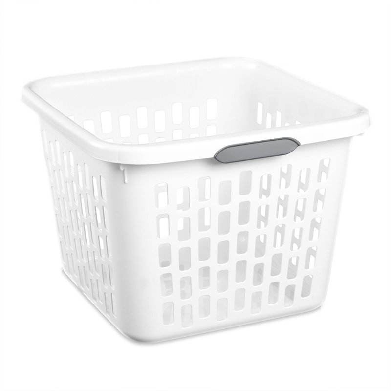 Sterilite Laundry Basket, 1.5 Bushel Plastic Hamper with Handles, 24 Pack, White