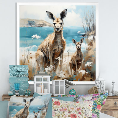 «Kangaroo Family In Australie Coast I», reproduction sur toile