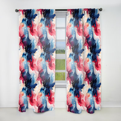 Colorful Artistic Expression Marble Swirls II - Abstract Marble Velvet Curtain - 1 Panel