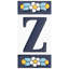 Sevillano 2.13" x 4.38" Ceramic Floral Address Letter Wall Tile in White/Blue
