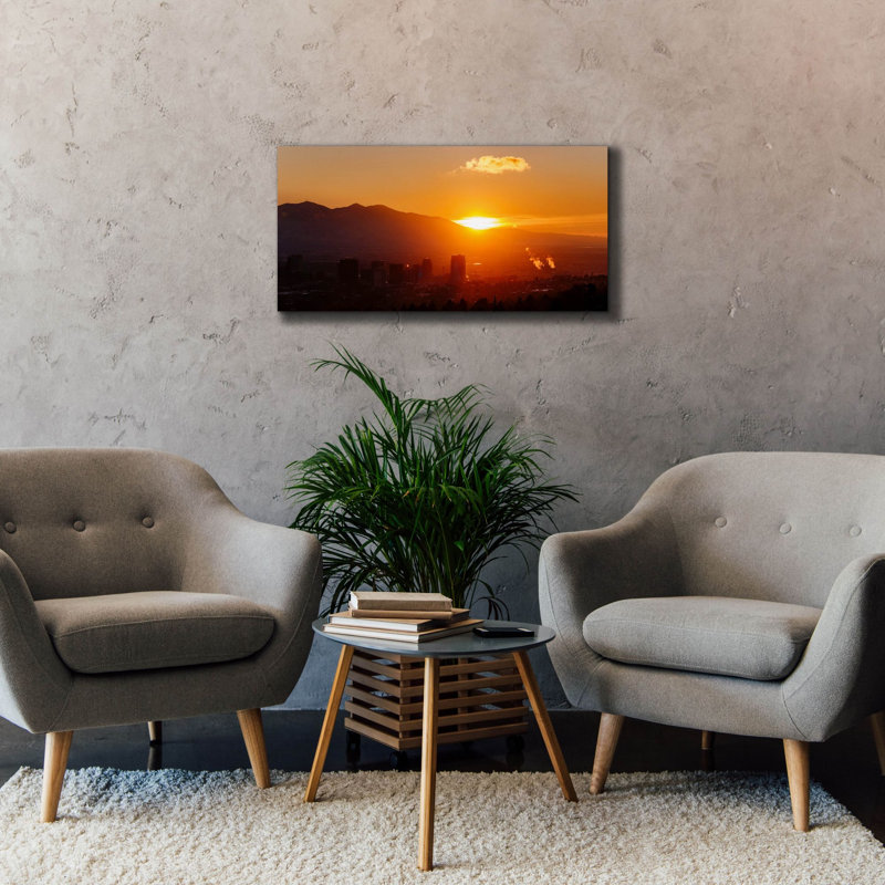  «Salt Lake City Sunset Panorama» par Epic Portfolio, art mural sur toile, H 20 po x l 40 po