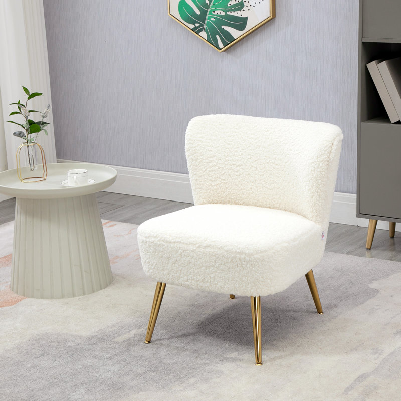 Fauteuil de chambre de 22,4 po Kelci-Louise, 100 % polyester blanc
